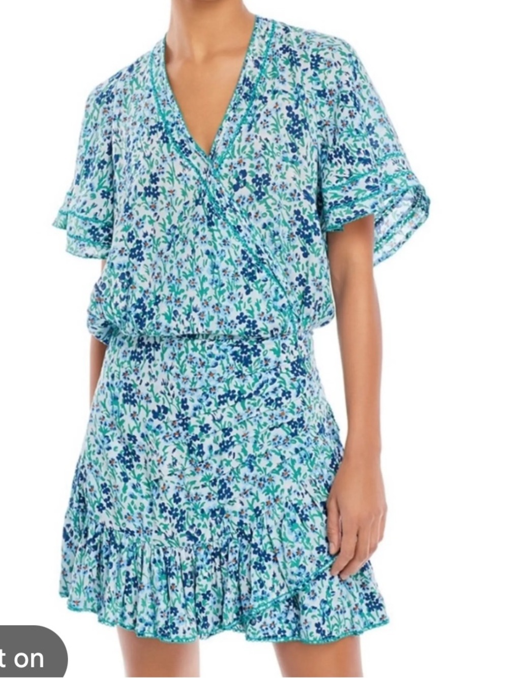 Poupette St. Barth Mabelle Blue Floral Mini Dress Size Large